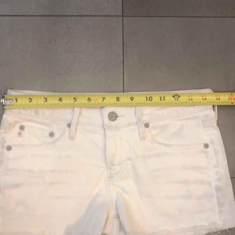 AG White Distressed Bonnie Cut Off Jean Shorts